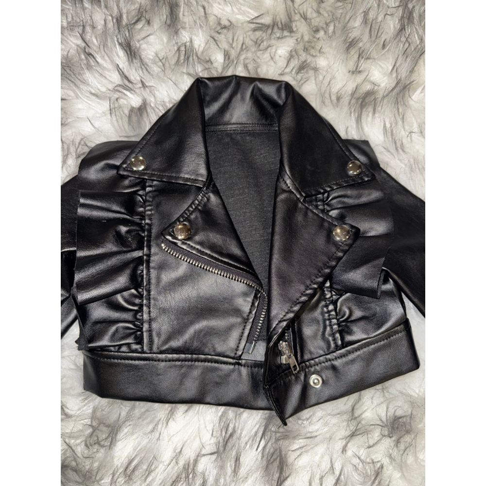 Baby Unbranded Black Faux Leather Jacket 12-18 Months - Picture 2 of 5